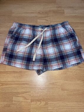 True Craft Women’s Plaid Drawstring Waist Flannel Lounge / Pajama Shorts Size XL